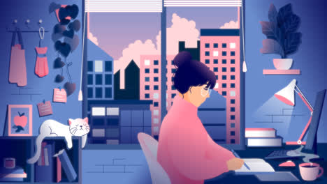 gráfico de movimiento de ilustraciones de lo-fi de gradiente