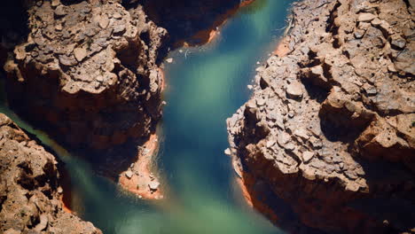 aerial view of a canyon with a winding river