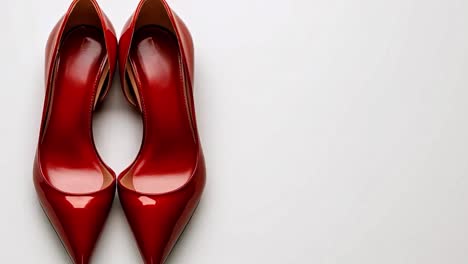 a pair of glossy red high heels