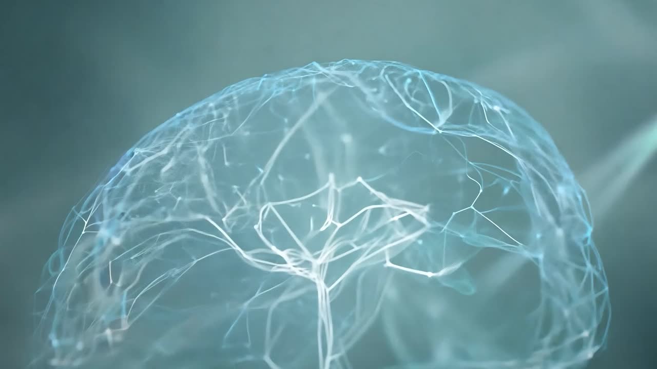 el cerebro giratorio conecta sus diversas áreas, ilustrando la intrincada red de inteligencia artificial