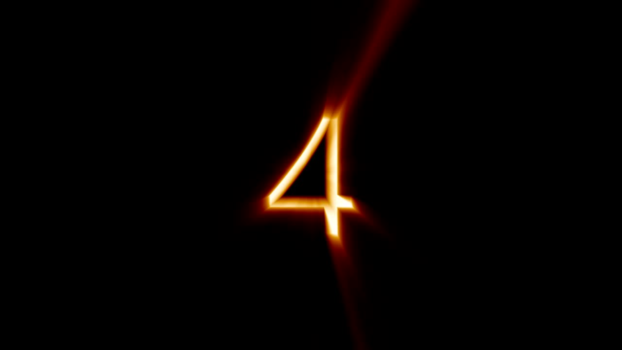 Numeri del conto alla rovescia da 10 a 1. Animazione 4k.