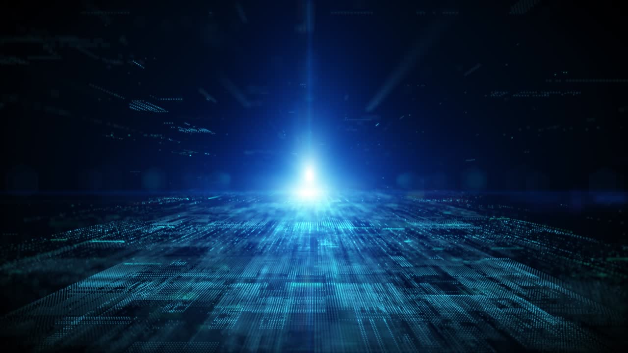 Digital cyberspace with particles and Digital data network connections concept. Technology Abstract background. Seamless Loop 4K