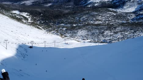 skiing in the mountains