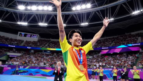 celebración del medallista de oro olímpico