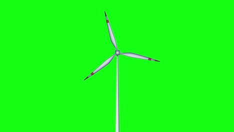 3d model of windmill with turning blades on green chromakey