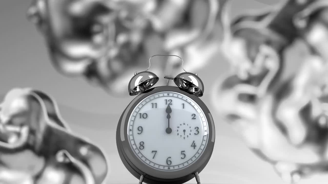 анимация форм и часов на движущемся сером фоне