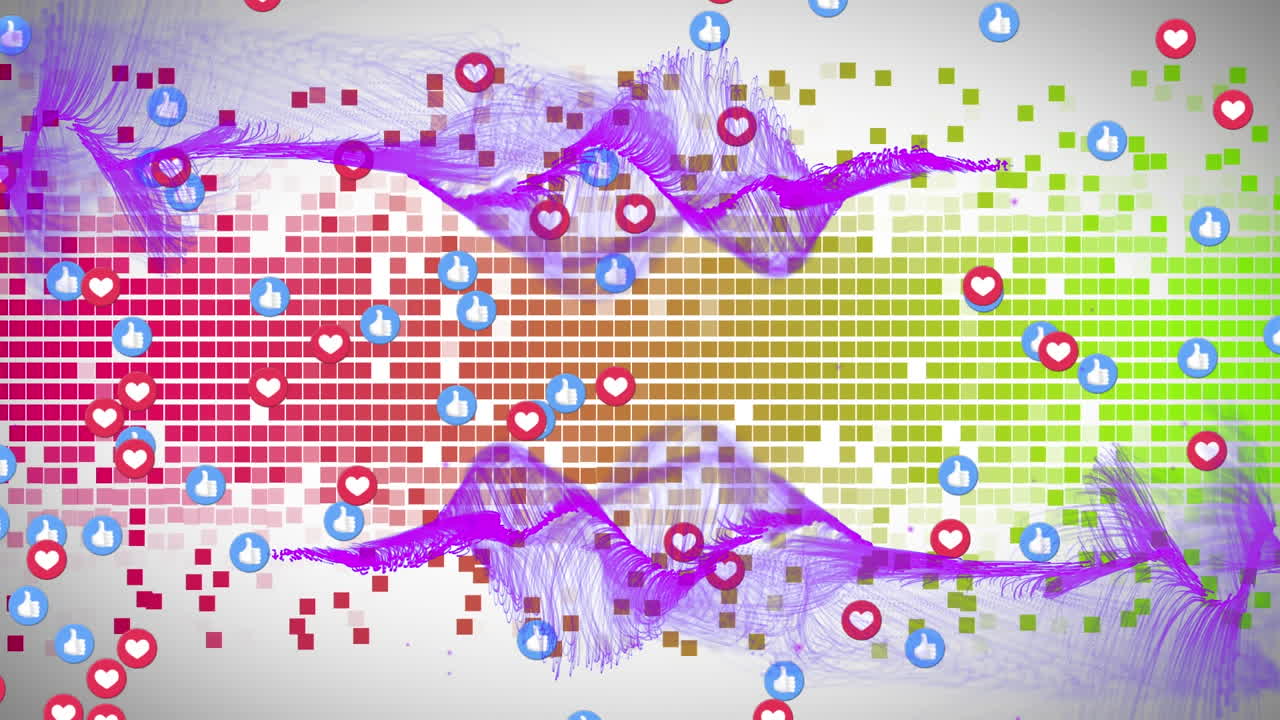 animación de las células de covid volando sobre el canto de advertencia