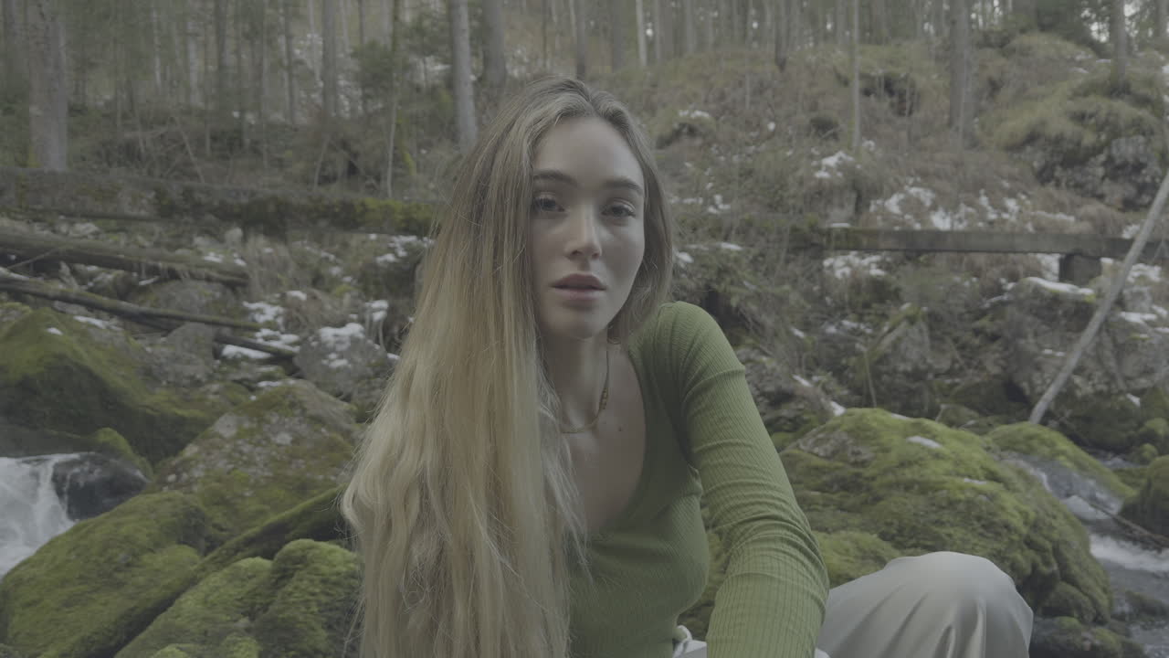 Woman in a Forest Stream