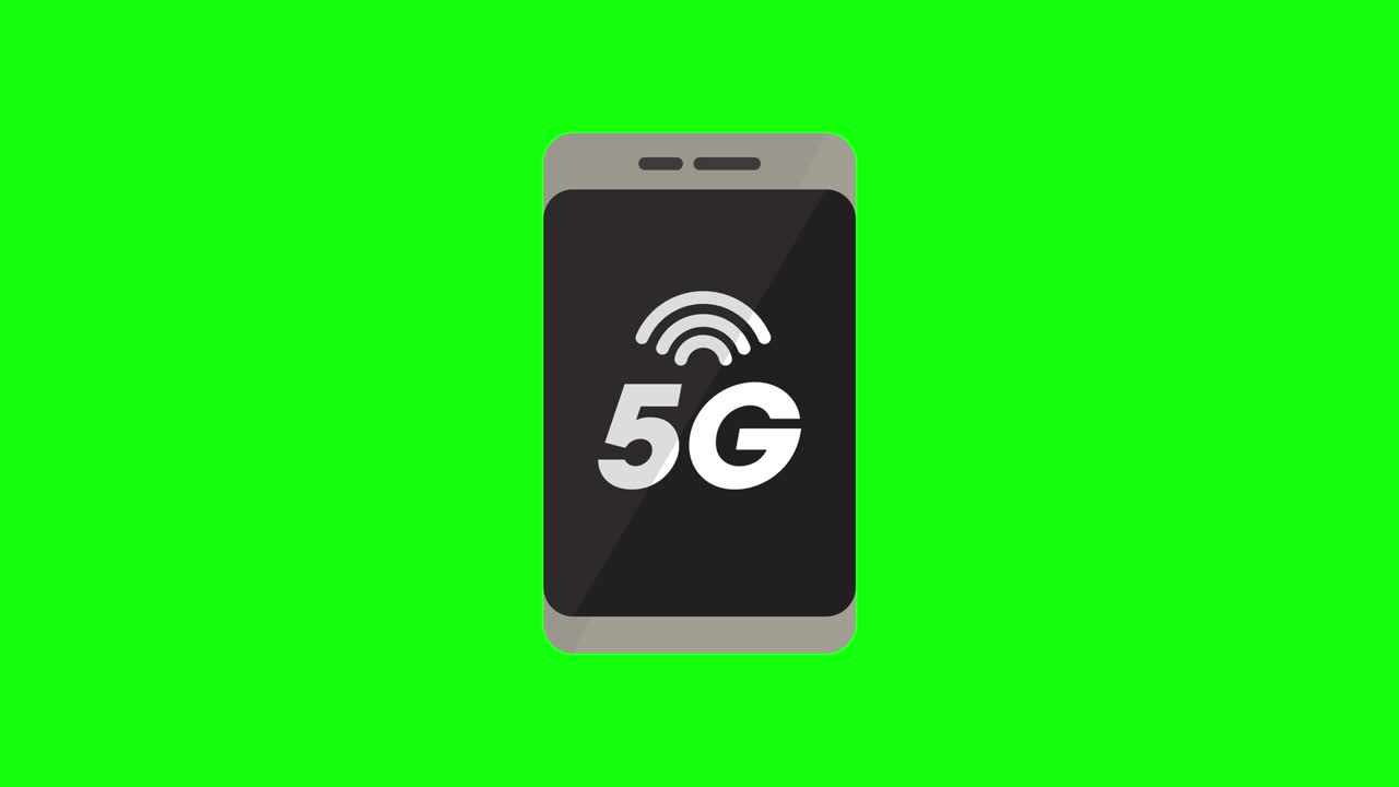 5g 컬러 드폰 아이콘 플래트 안테나 10 애니메이션 그린 스크린 크로마 키