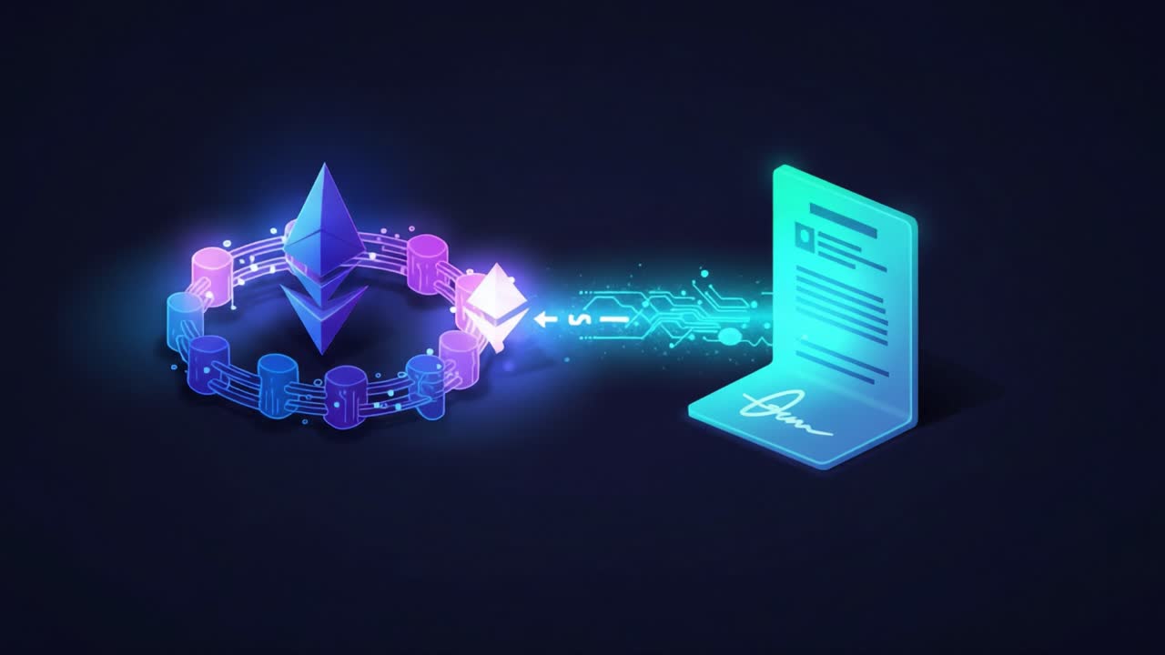 Visual Representation of Ethereum Blockchain Technology: Transferring Digital Assets with Smart Contracts and Cryptographic Signatures