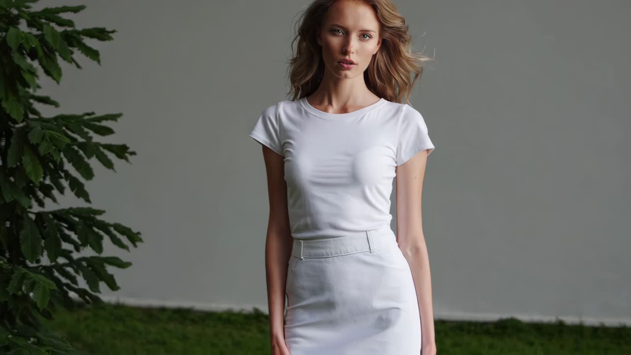 Giovane Donna in Abito Bianco