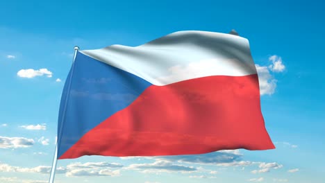 flag of the czech republic against a cloudy sky (loopable)