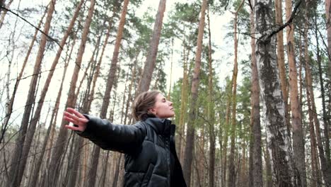 woman enjoying the forest