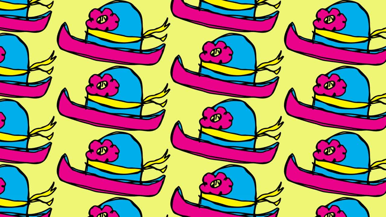 어린이 들 이 여성 의 모자 를 주제 로 한  아트 의  없는 배경 을 그린다