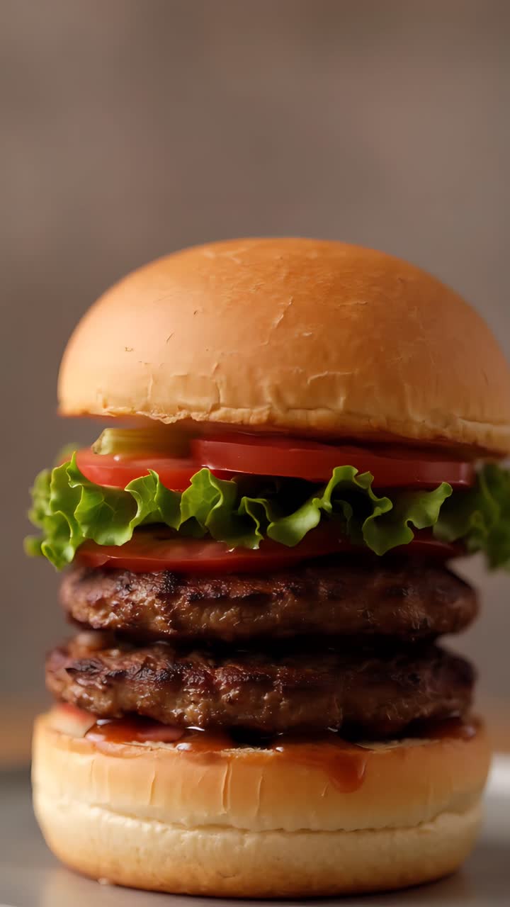 Hamburger Succoso Primo Piano Sfondo Bokeh 4K