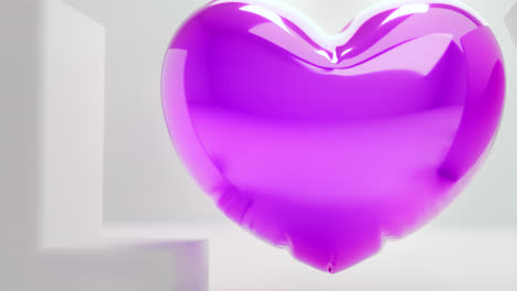 white love letters sign with the violet heart instead of "o" letter