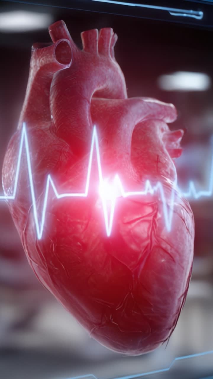 A Detailed Look at the Human Heart with Visualization of Vital Functions, Highlighting Cardiac Health and Vital Signs through Stunning Imaging Techniques