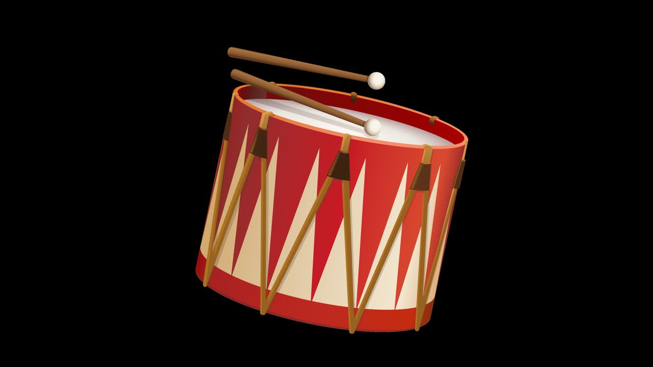 un bucle de dibujos animados de un rollo de tambor con canal alfa de transparencia