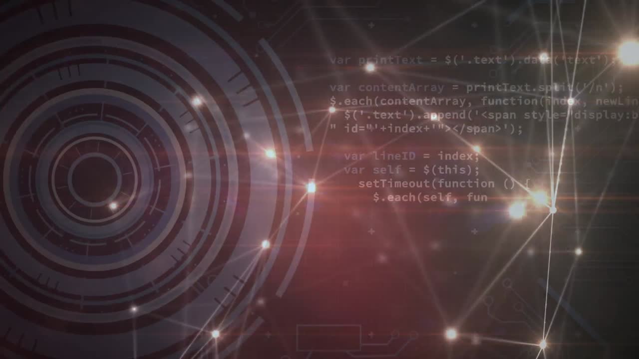 연결 지점을 통과하는 빛 의 애니메이션, 데이터, 디지털 인터페이스에서 hud 처리