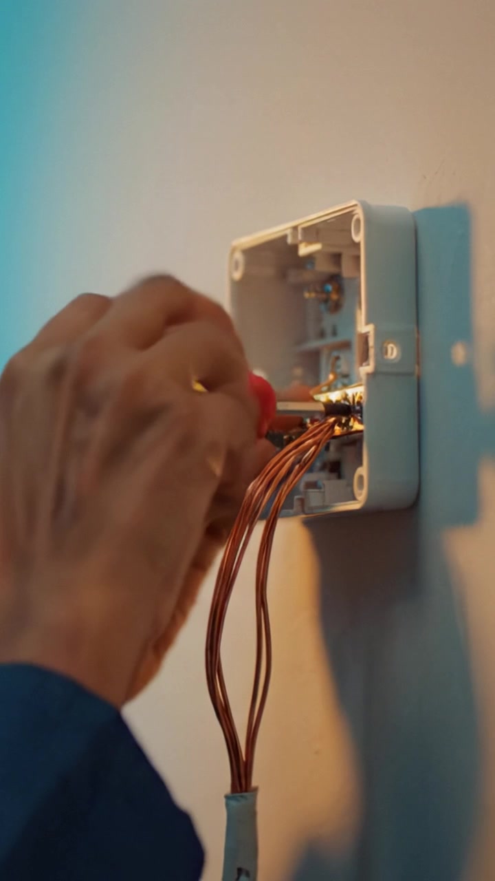 Detailed Inspection and Wiring Connection at Electrical Junction Box with Tools for Enhanced Circuit Reliability and Safety in Residential Wiring Project