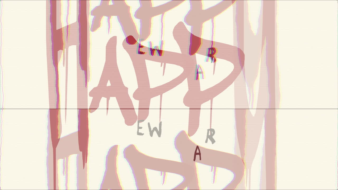 ⁇ 스터 텍스처에 레트로 새해 축하 문자