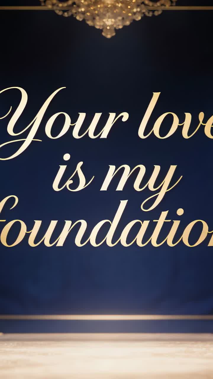 Golden Text 'Your Love Is My Foundation' on Dark Blue Background