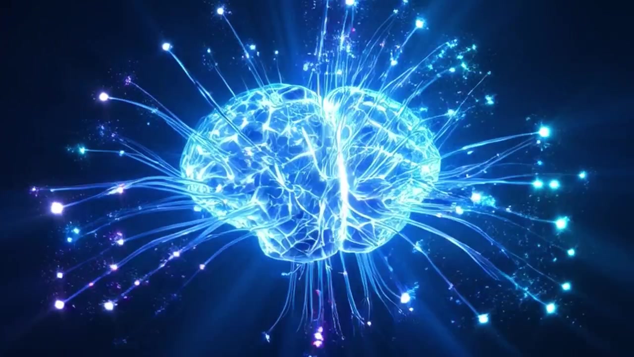 Glowing Digital Human Brain with Neural Network Connections