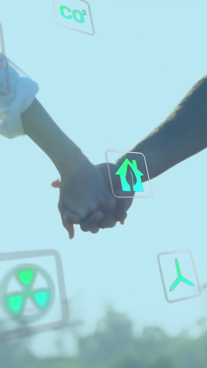 Animation of clouds over caucasian businessmen using smartphone