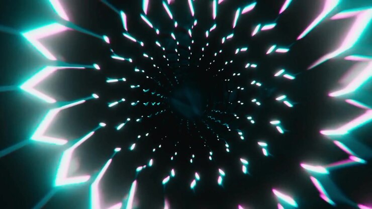 Abstract Digital Tunnel with Glowing Neon Lights