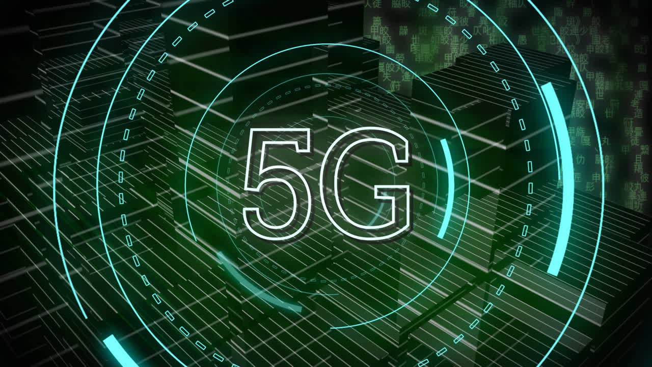 bar e 5g scritti nel mezzo di un cerchio futuristico