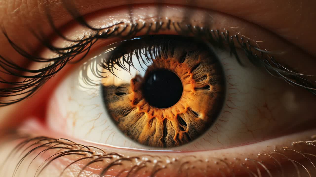 Close-up video of a human eye, showcasing intricate iris details