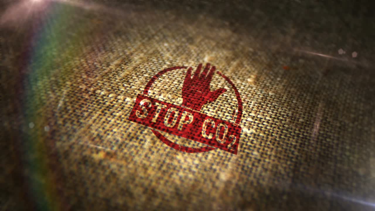 co2 및 탄소 중립 표지판을 린인 봉투 루프 애니메이션에서 멈추십시오.