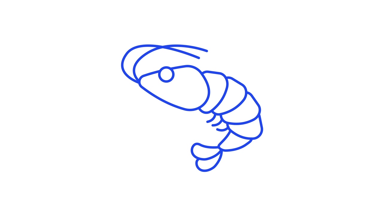 Animated Line Drawing of a Shrimp Icon