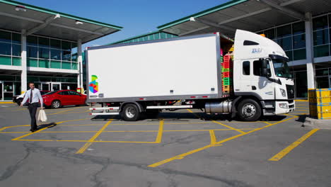 delivery truck at distribution center