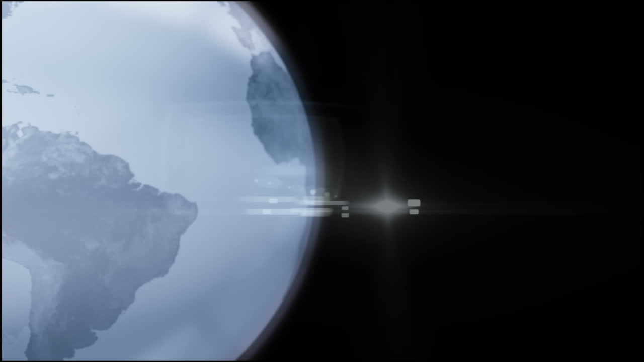 검은 바탕에 회전하는 지구 위의 육각형 모양 패턴의 애니메이션