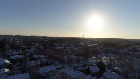 Beautiful-drone-footage-of-Finnish-city-landscape-in-the-winter