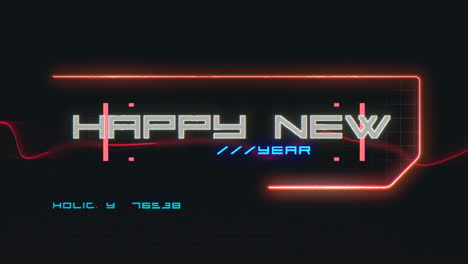 Happy-New-Year-on-digital-screen-with-HUD-elements-and-grid