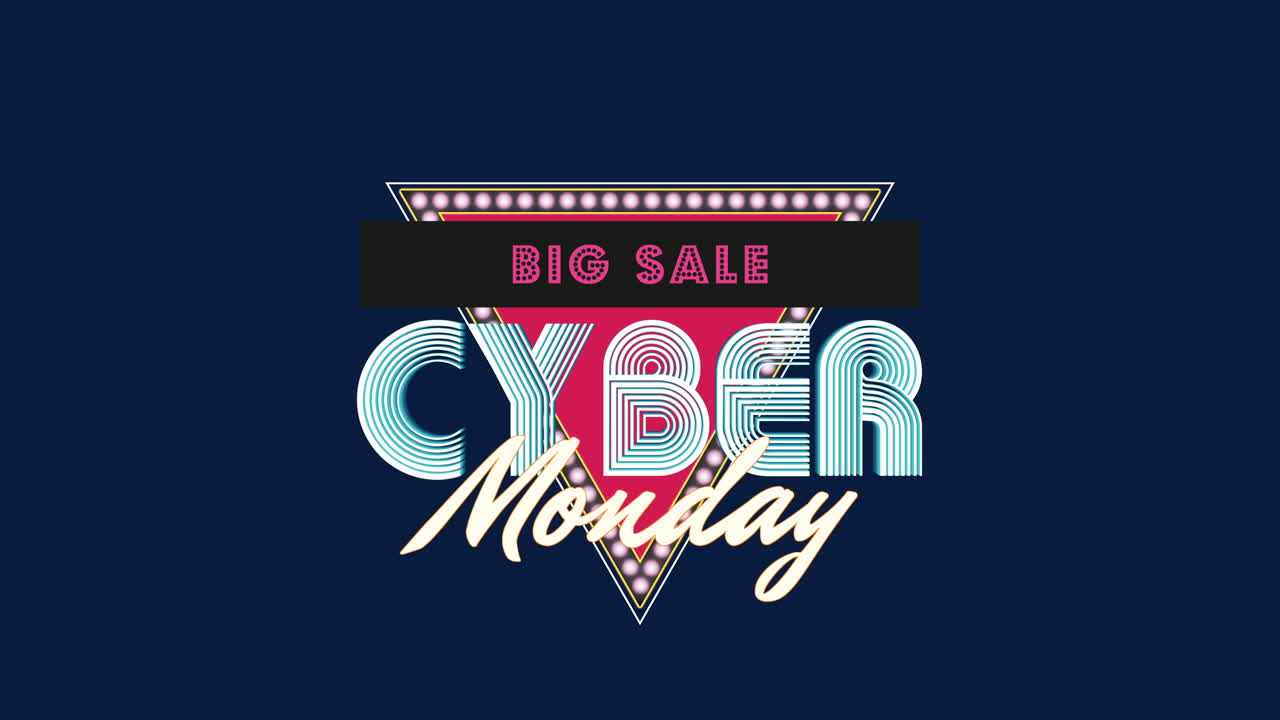 Cyber Monday with retro light on blue gradient