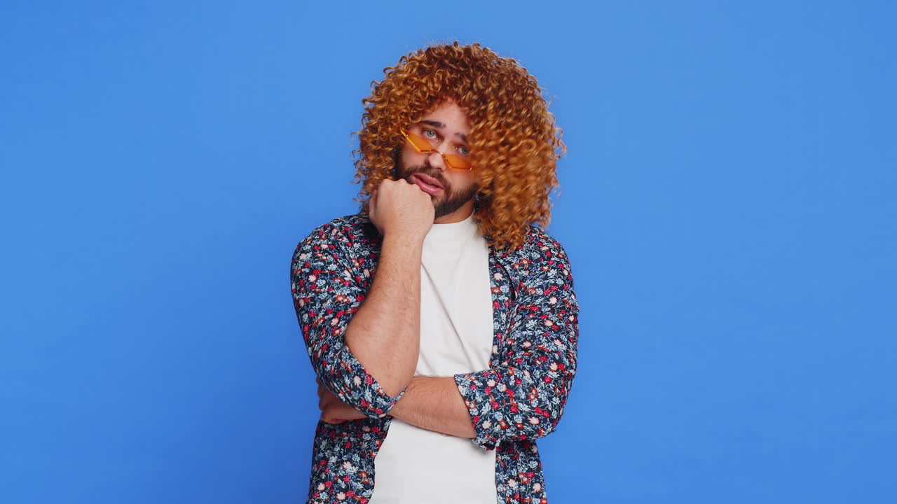 Caucasian man tired bored expression exhausted of tedious story not interested in communication talk