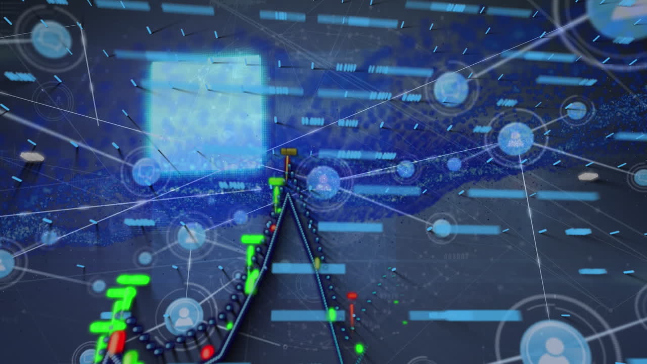 파란색 배경 위의 데이터 처리 애니메이션