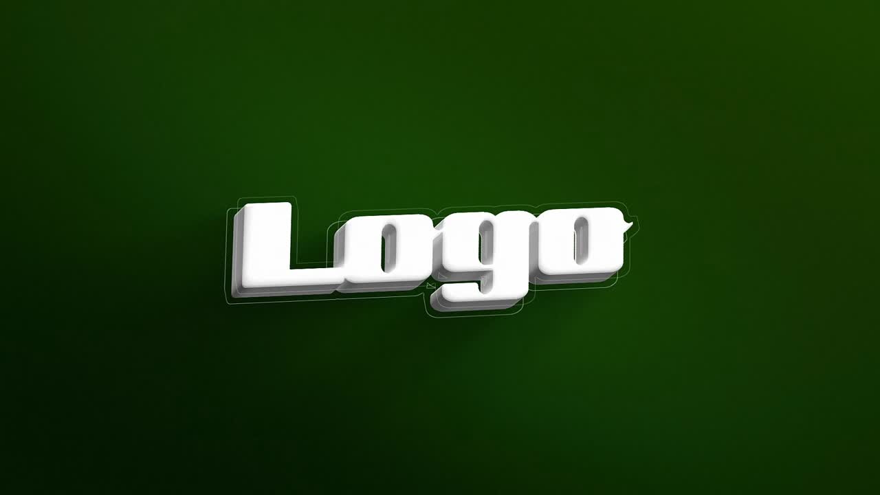 3D-ekstruderet logoanimation med dynamiske bevægelser. Nem at tilpasse med farvejusteringer. Kræver intet plugin.