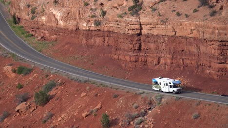 aerial view of cars driving in the roads of the colorado national monument