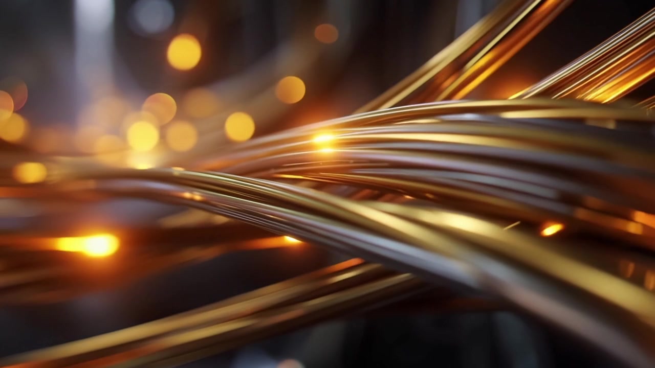 Glødende fiberoptiske kabler, der overfører datasignaler