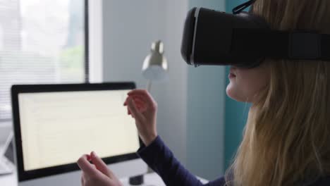 Woman-wearing-VR-headset