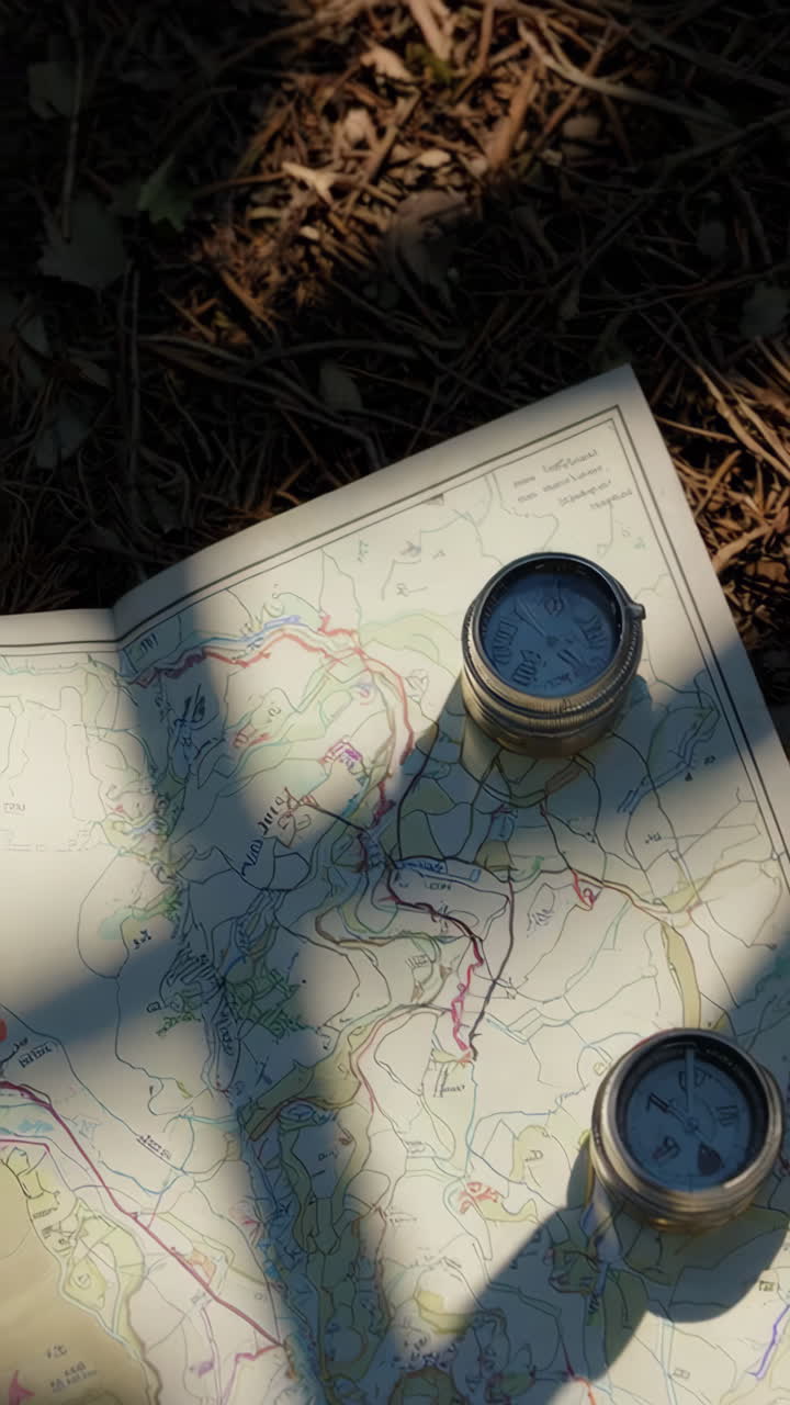 Vintage Compass and Topographic Map