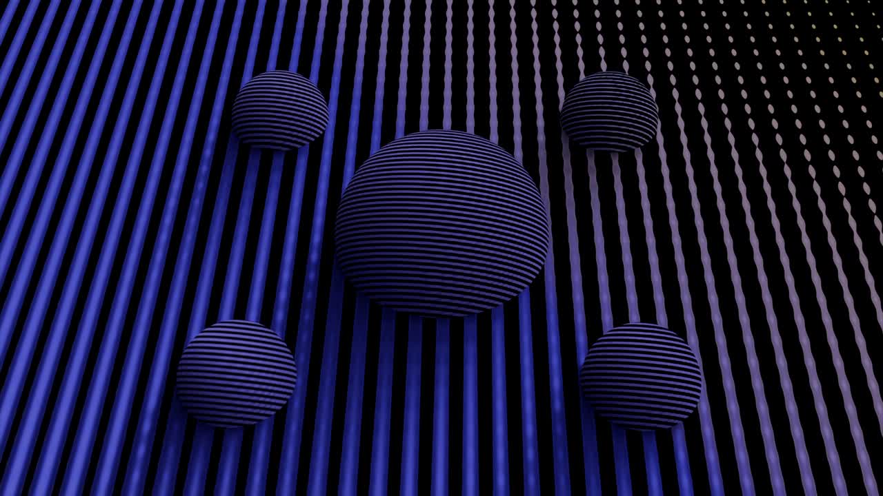 esferas 3d abstractas en un fondo a rayas