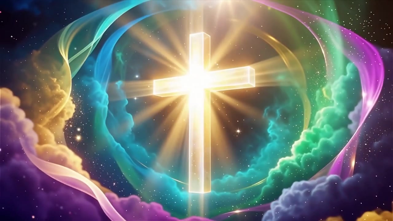 Christian Cross Heavenly Light Worship Background