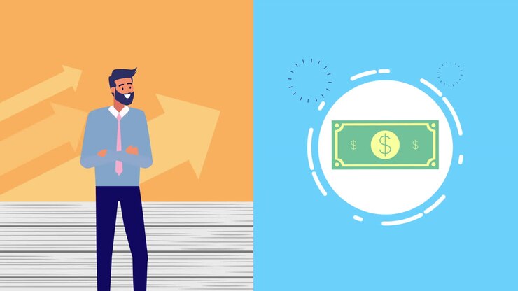 businessman with money video animation