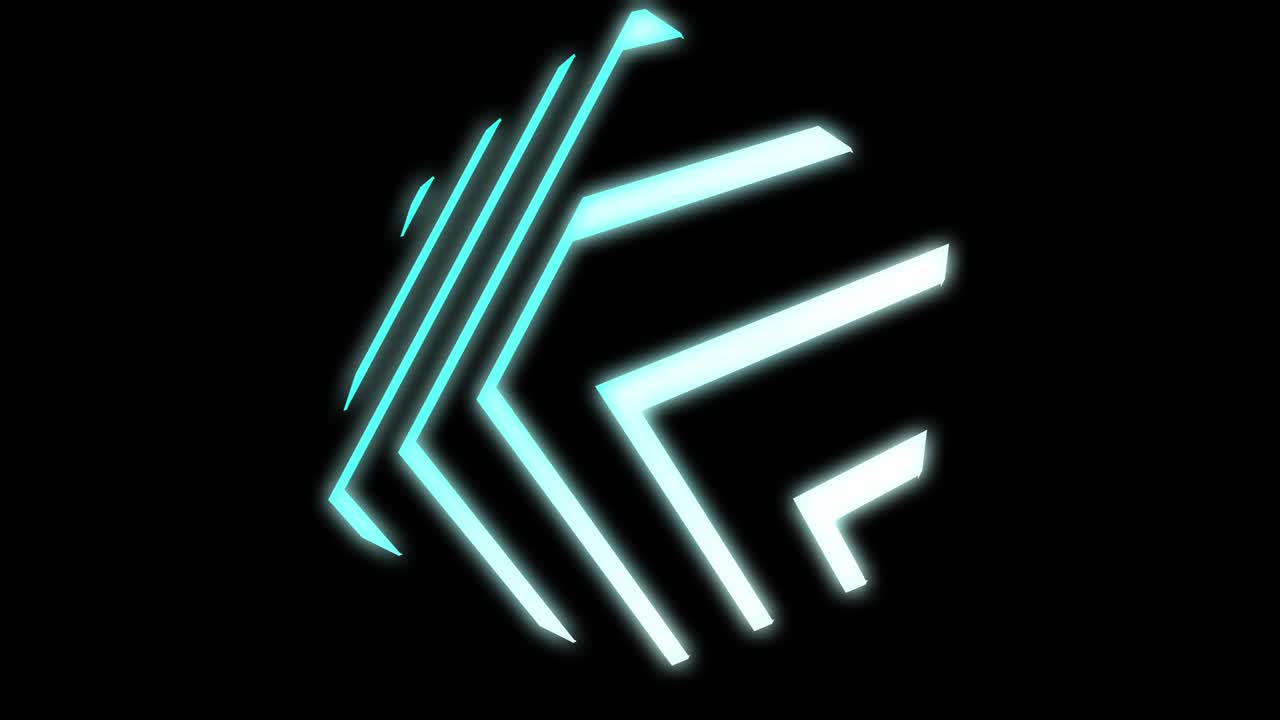 forma de cubo de neón azul con resumen brillante de luz y diseño futurista - bucle 4k