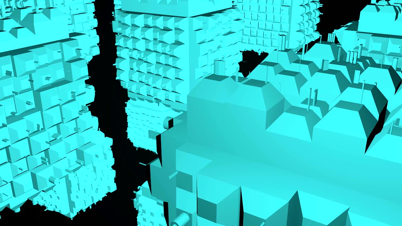 Abstract greeble cubes surface on black background. 3d rendering
